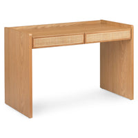 Wooden Study Table with Storage in Rattan Design