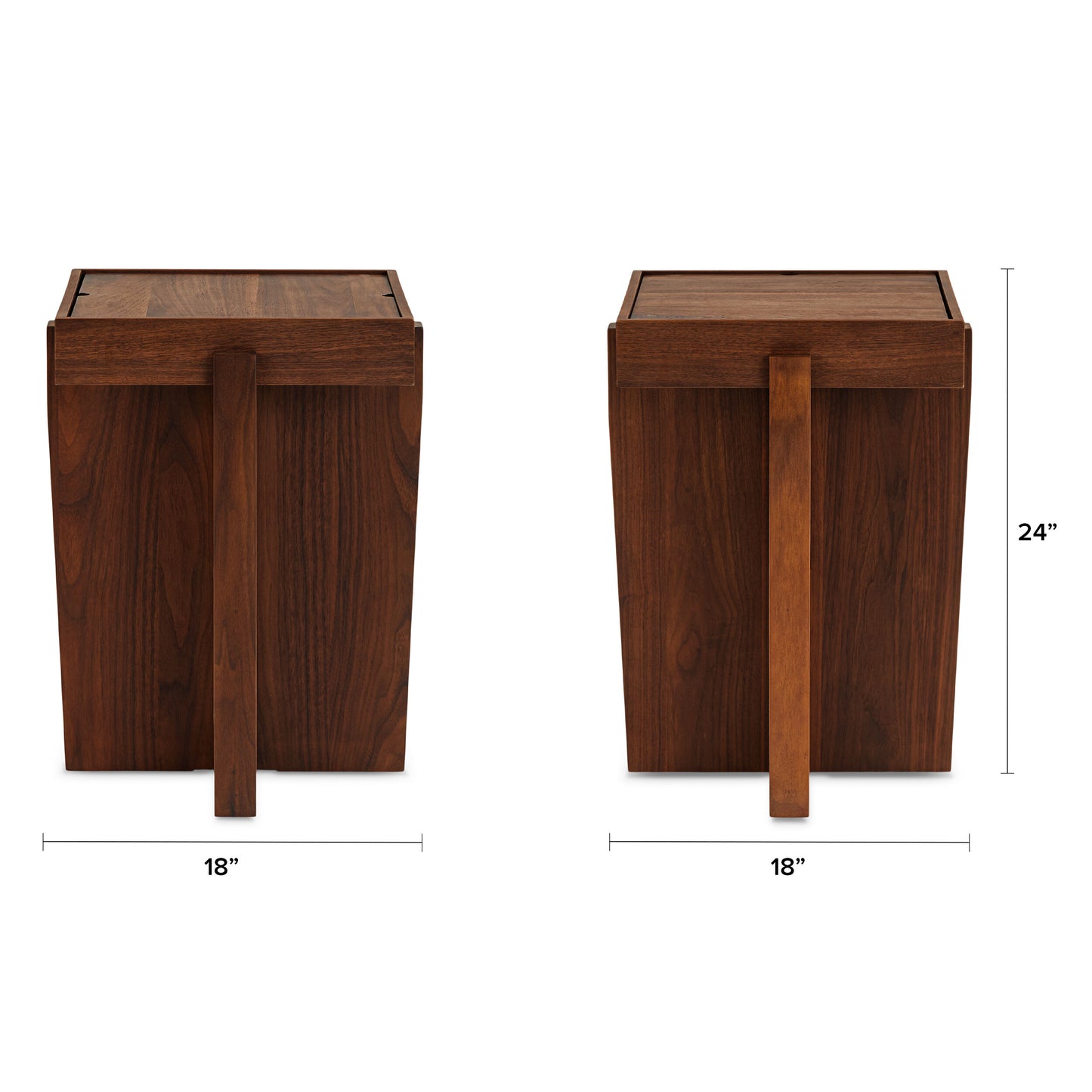 Wooden Chess Board Side Table with Storage