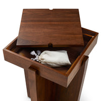 Wooden Chess Board Side Table with Storage