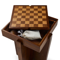 Wooden Chess Board Side Table with Storage