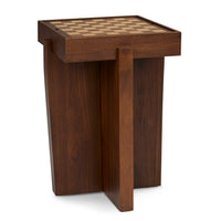 Wooden Chess Board Side Table with Storage