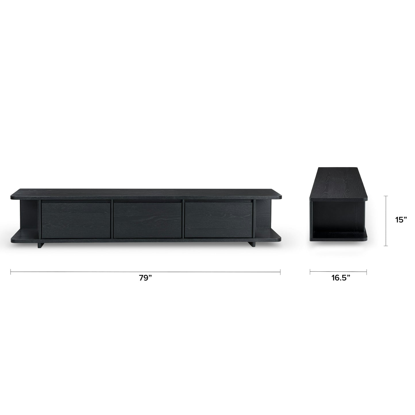 Solid Wood TV Cabinet with Storage for Media Unit