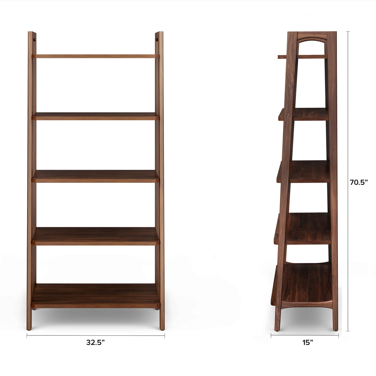 Wooden Bookshelf for Living Storage in Walnut Finish