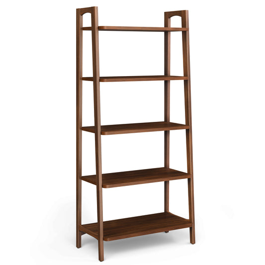 Wooden Bookshelf for Living Storage in Walnut Finish