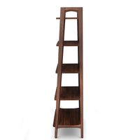 Wooden Bookshelf for Living Storage in Walnut Finish