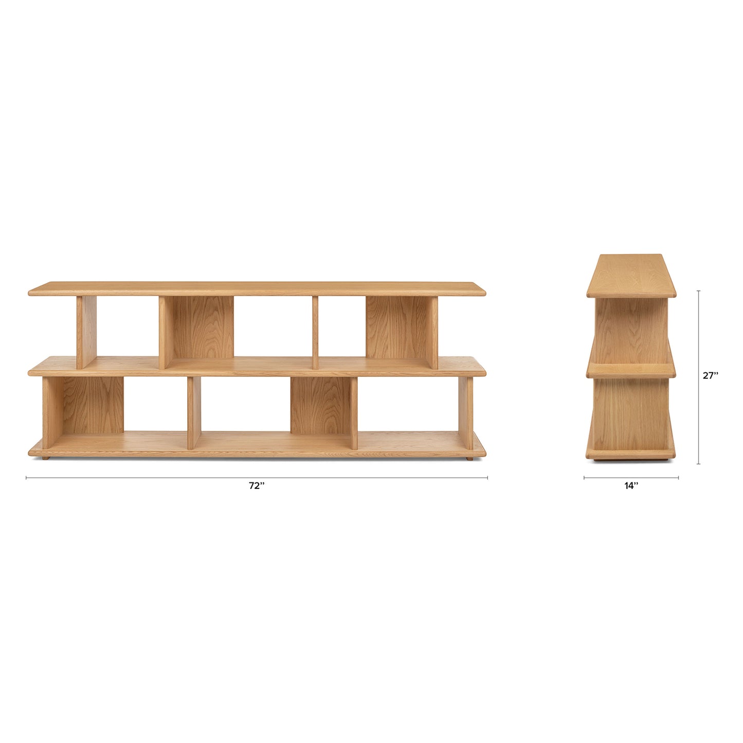 Wooden Low-Profile Bookshelf for Living Room