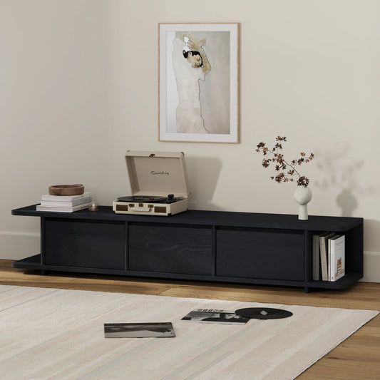Solid Wood TV Cabinet with Storage for Media Unit