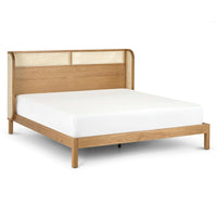Wooden King Size Bed with Rattan Design for Bedroom