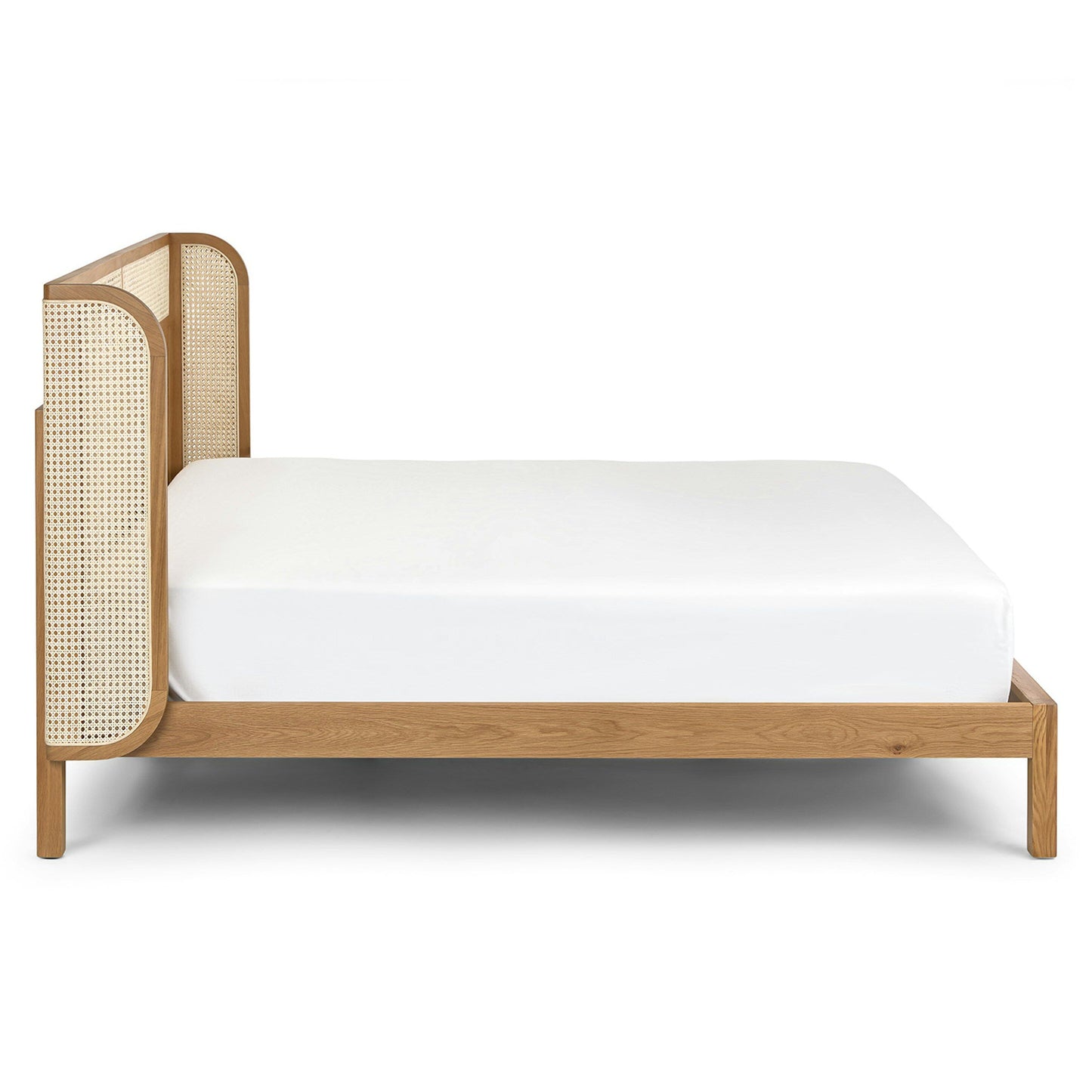 Wooden King Size Bed with Rattan Design for Bedroom