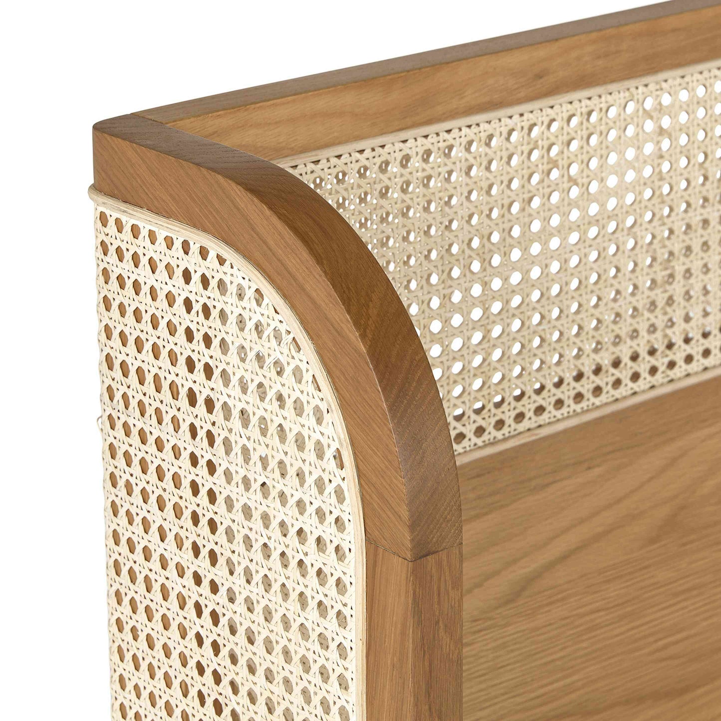 Wooden King Size Bed with Rattan Design for Bedroom