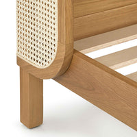 Wooden King Size Bed with Rattan Design for Bedroom