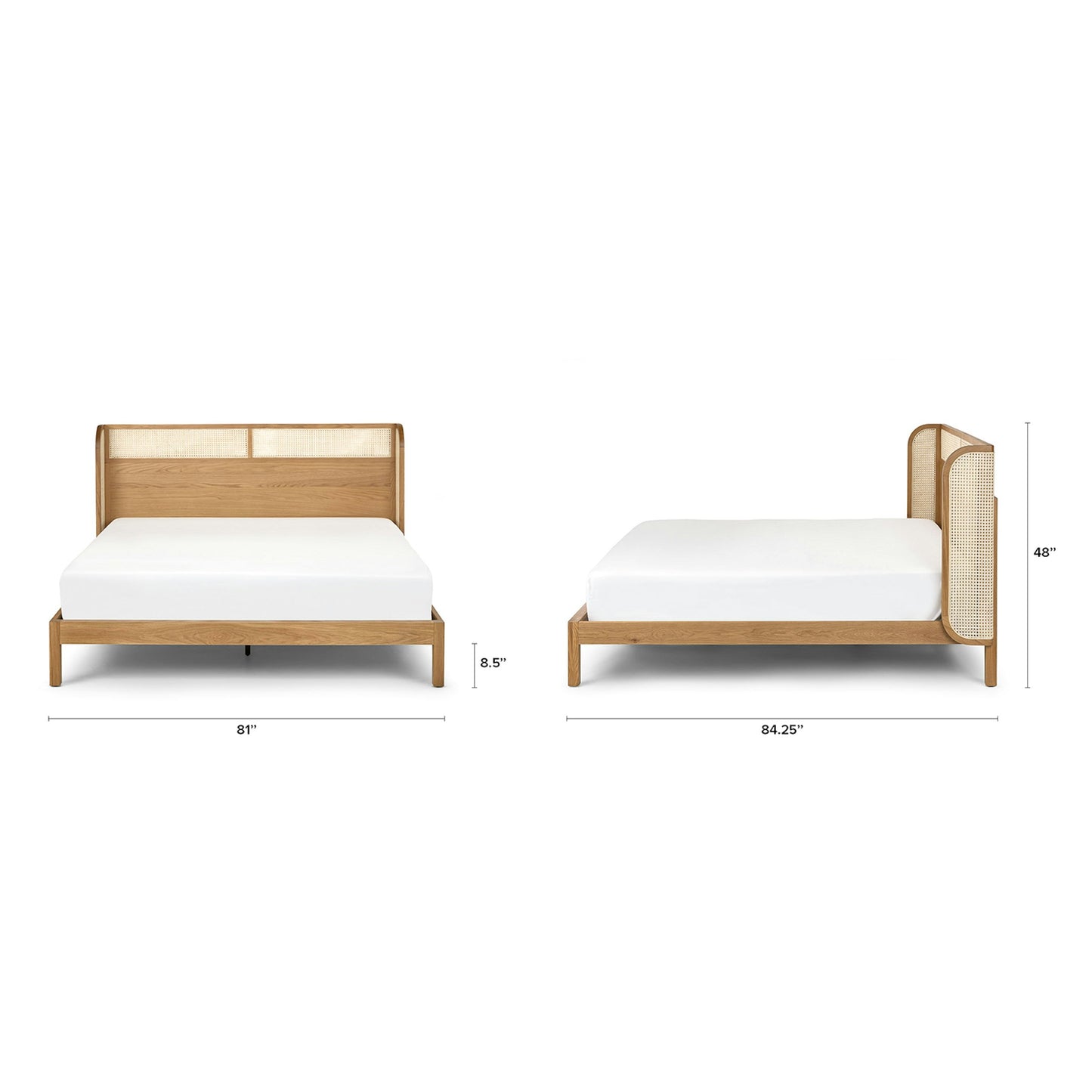 Wooden King Size Bed with Rattan Design for Bedroom