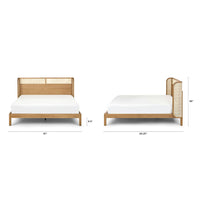 Wooden King Size Bed with Rattan Design for Bedroom