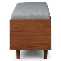 Solid Wood Upholstered Storage Bench with Sliding Doors