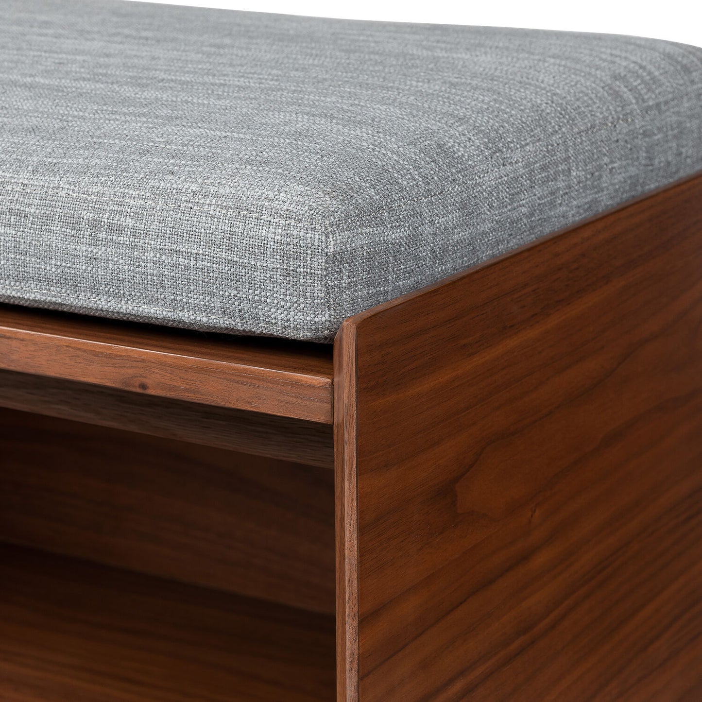Solid Wood Upholstered Storage Bench with Sliding Doors
