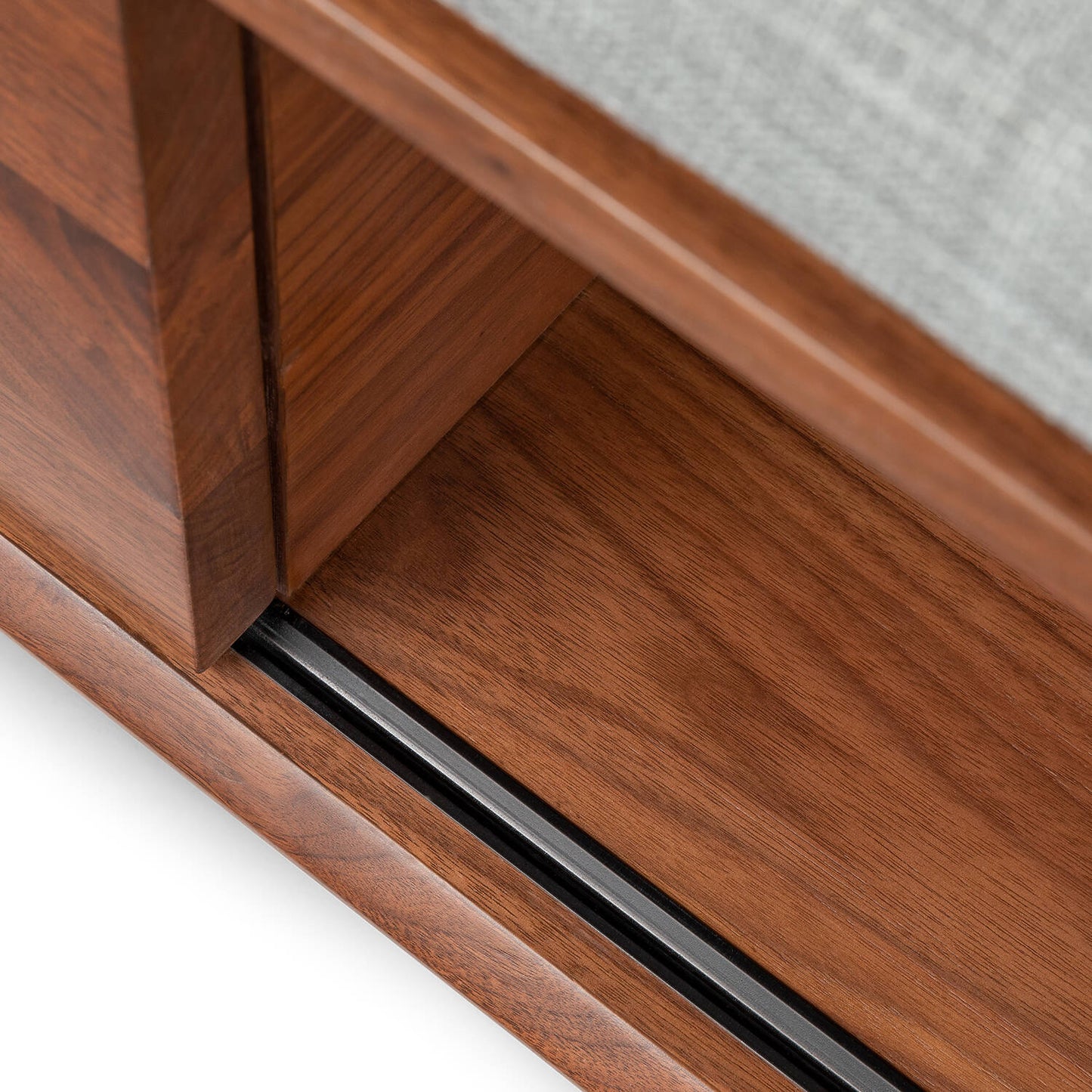 Solid Wood Upholstered Storage Bench with Sliding Doors