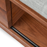 Solid Wood Upholstered Storage Bench with Sliding Doors