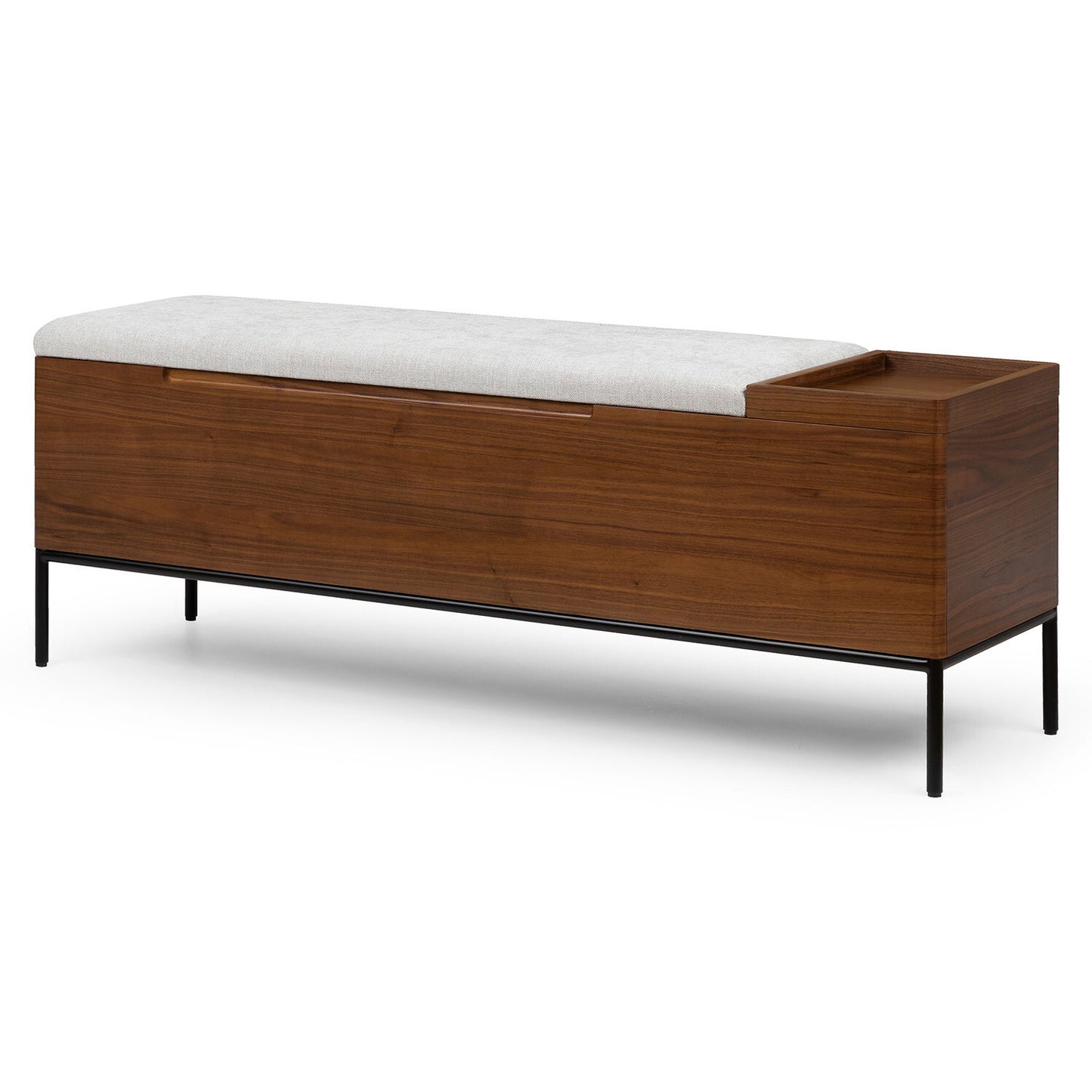Wooden Storage Bench with Upholstered Seat
