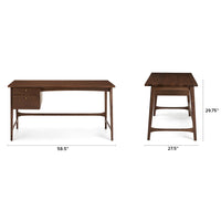 Solid Wood Study Table with Drawers Study Room in Walnut Finish