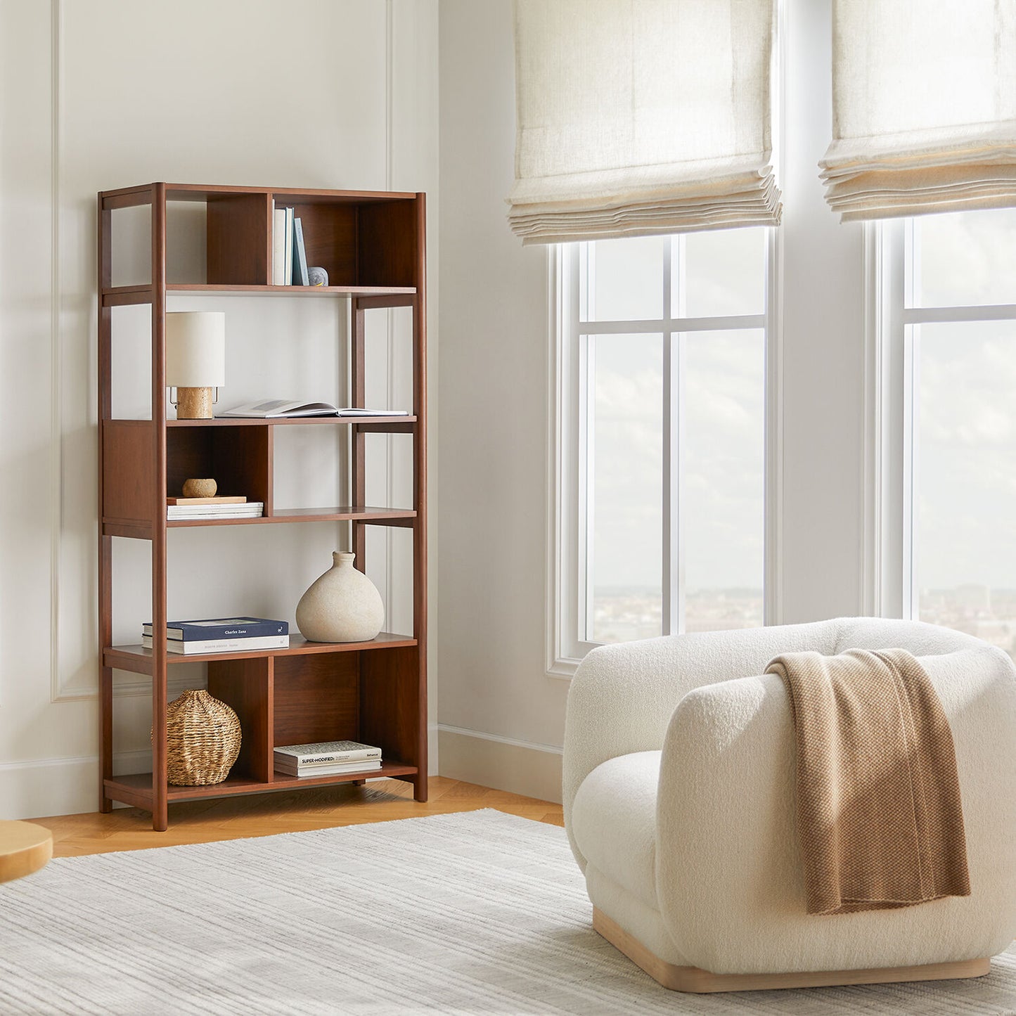 Solid Wood Bookshelf for Living Room