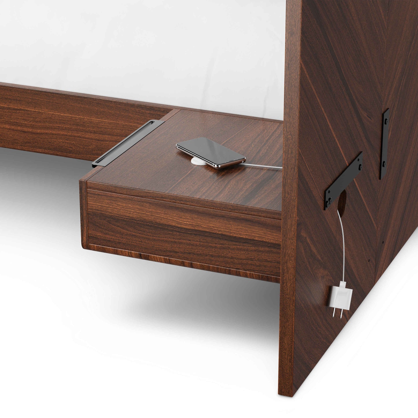 Wooden King Size Bed with Headboard in Walnut Finish