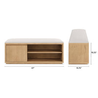 Wooden Entryway Bench with Upholstered Seat & Storage