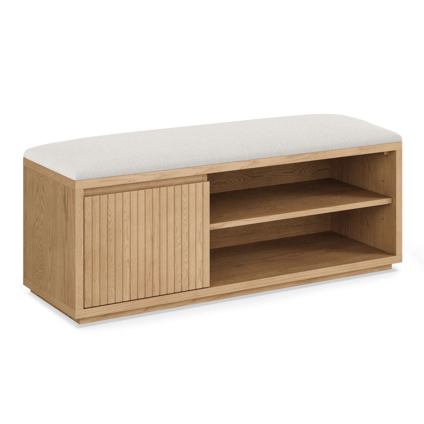 Wooden Entryway Bench with Upholstered Seat & Storage