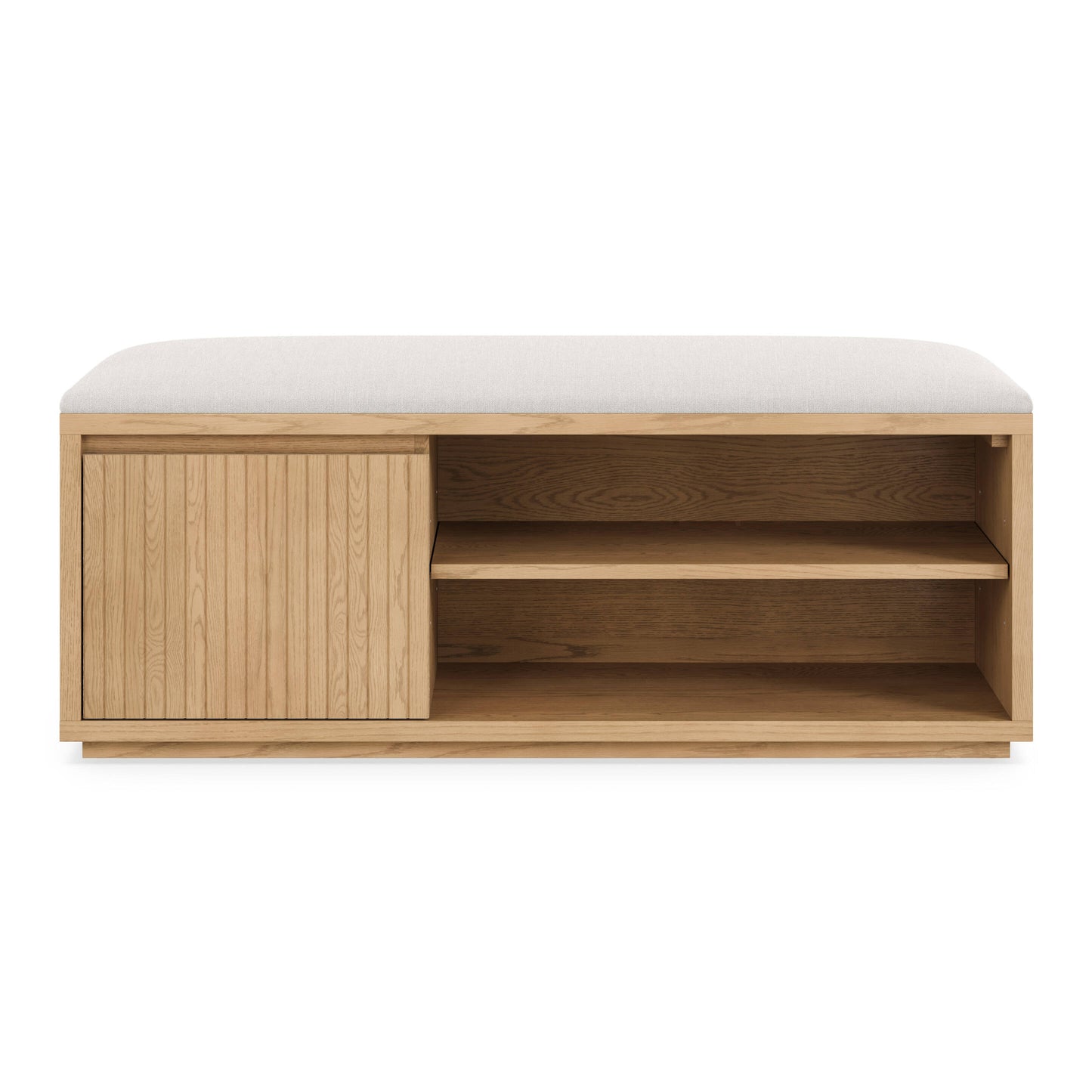 Wooden Entryway Bench with Upholstered Seat & Storage