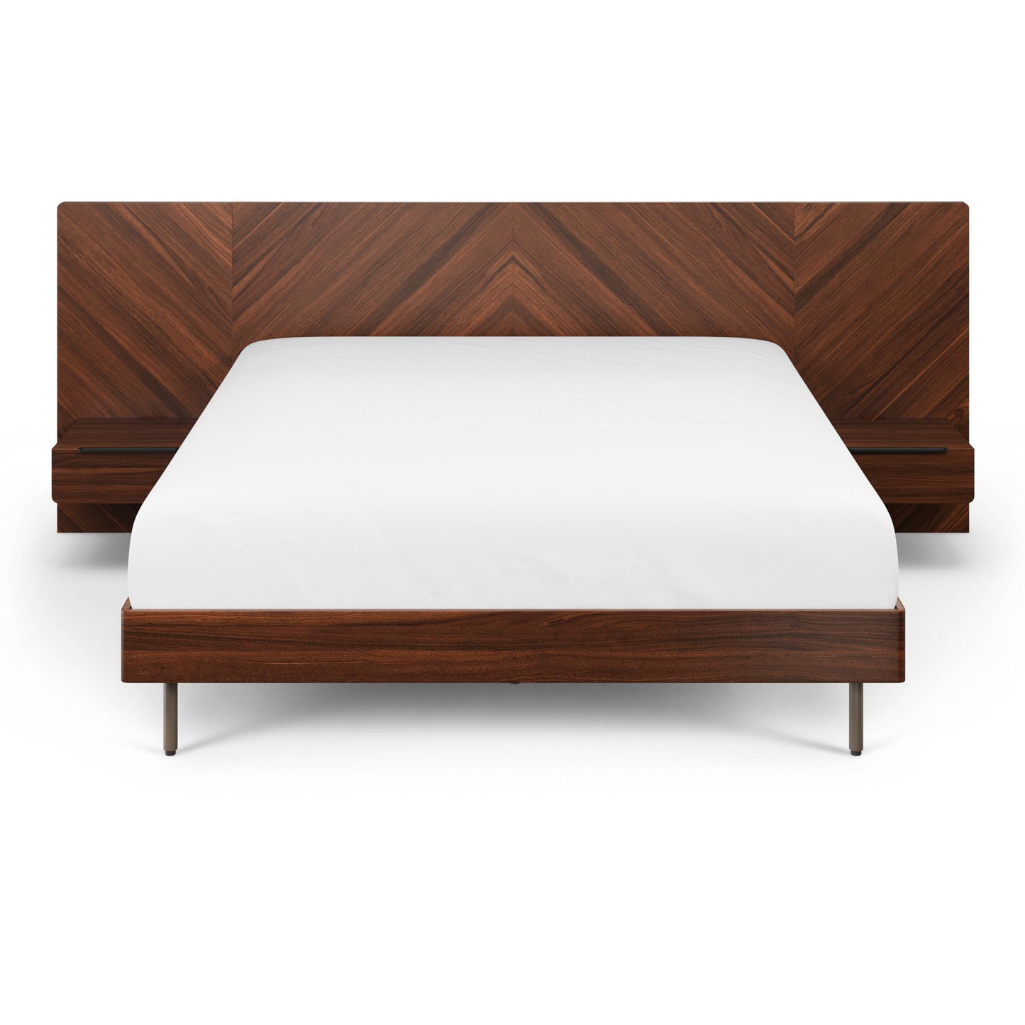 Wooden King Size Bed with Headboard in Walnut Finish