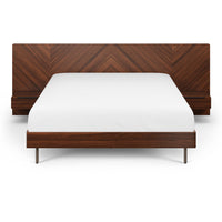 Wooden King Size Bed with Headboard in Walnut Finish