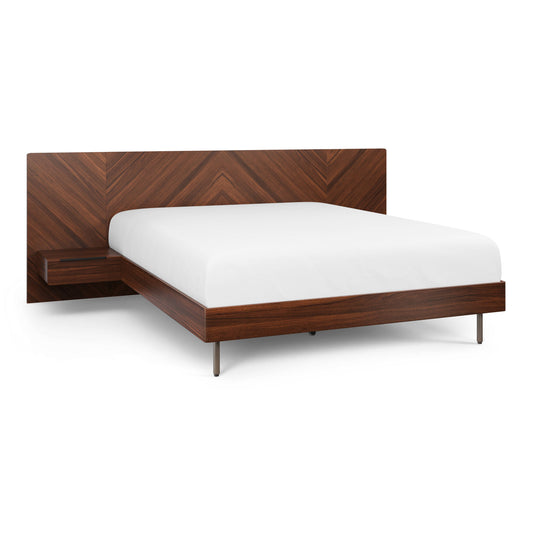 Wooden King Size Bed with Headboard in Walnut Finish