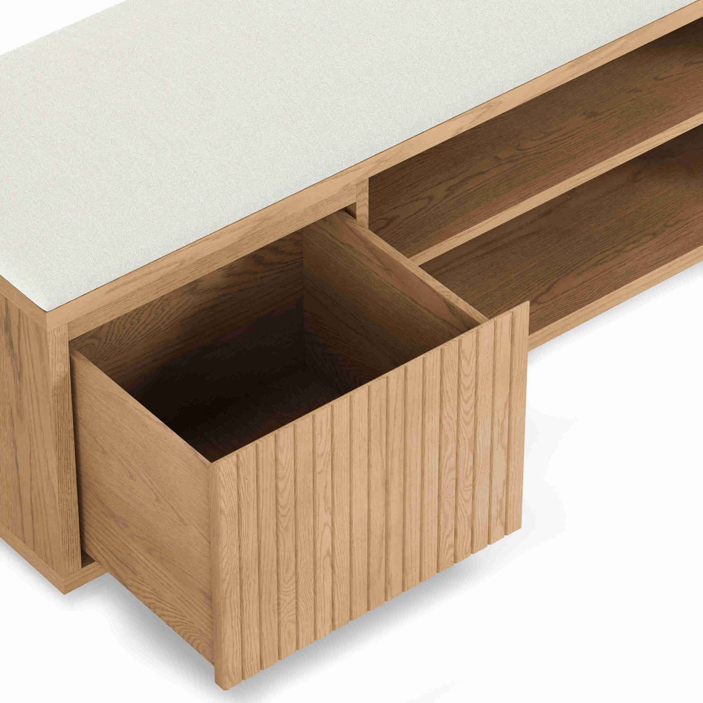 Wooden Entryway Bench with Upholstered Seat & Storage
