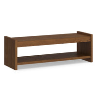 Wooden Bedroom Bench with Upholstered Seat & Storage Shelf