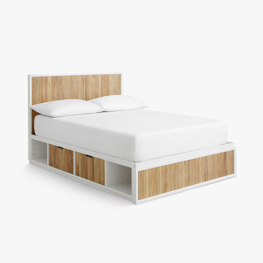 Solid Wood Platform Bed with Storage Drawers
