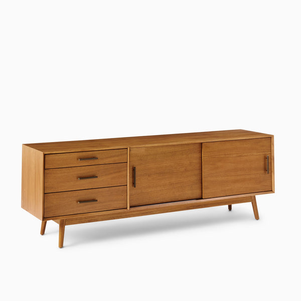 Wooden Media Console in Natural Finish for Entertainment Space - alternate