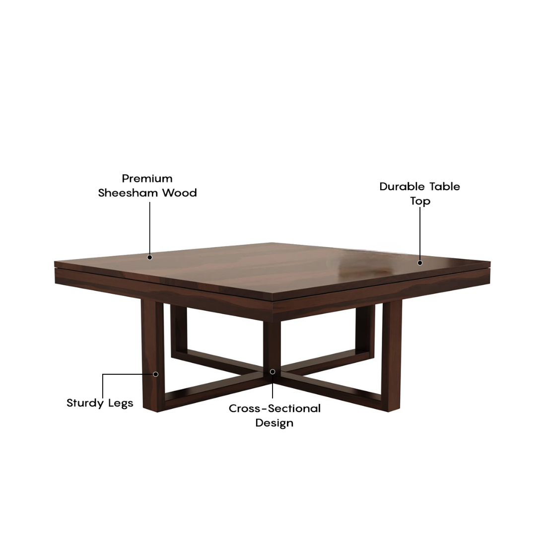 Solid Sheesham Wood  Coffee Table with 4 Stools for Living Room