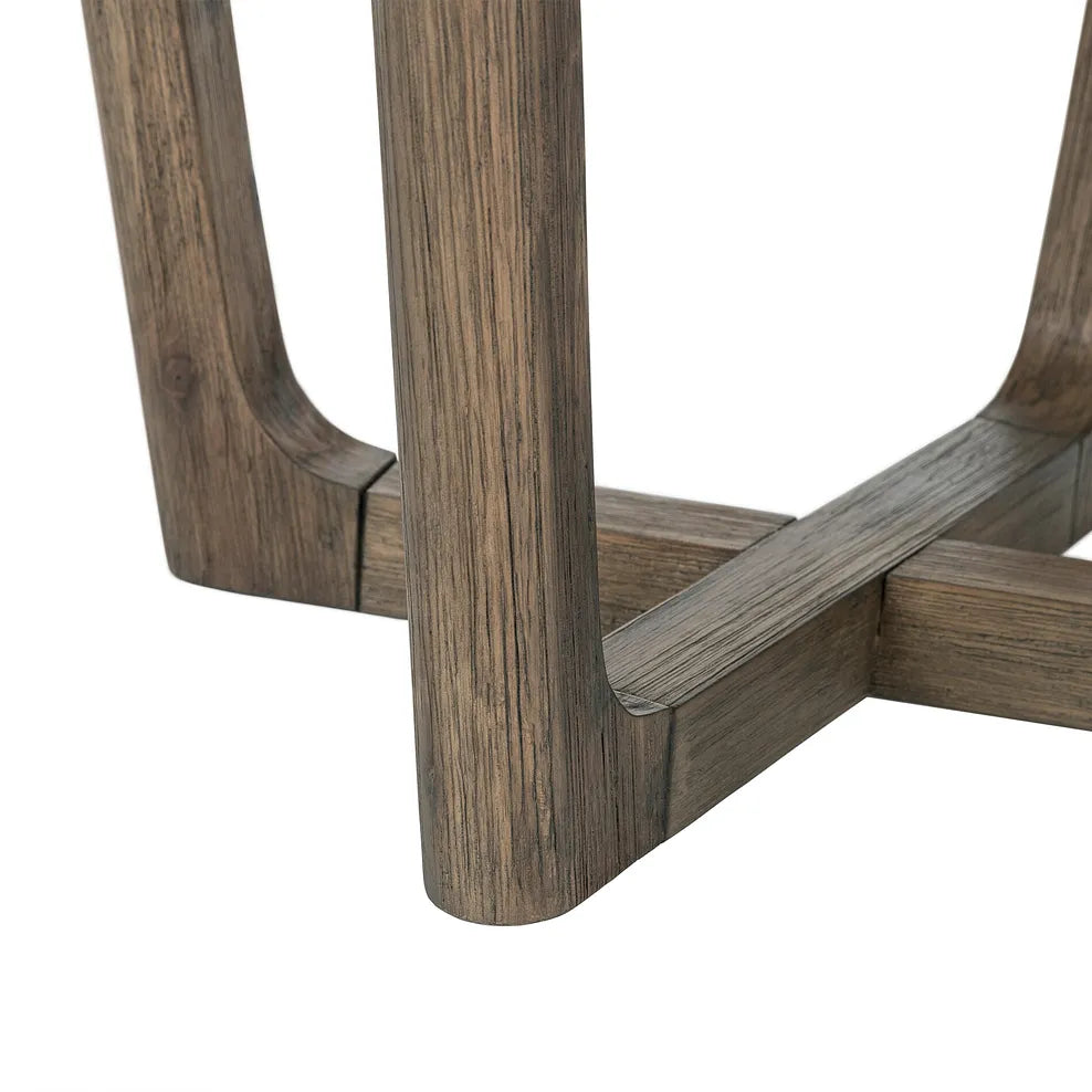 Wooden Bedside Table with Marble Top in Rustic Oak Finish