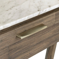 Wooden Bedside Table with Marble Top in Rustic Oak Finish