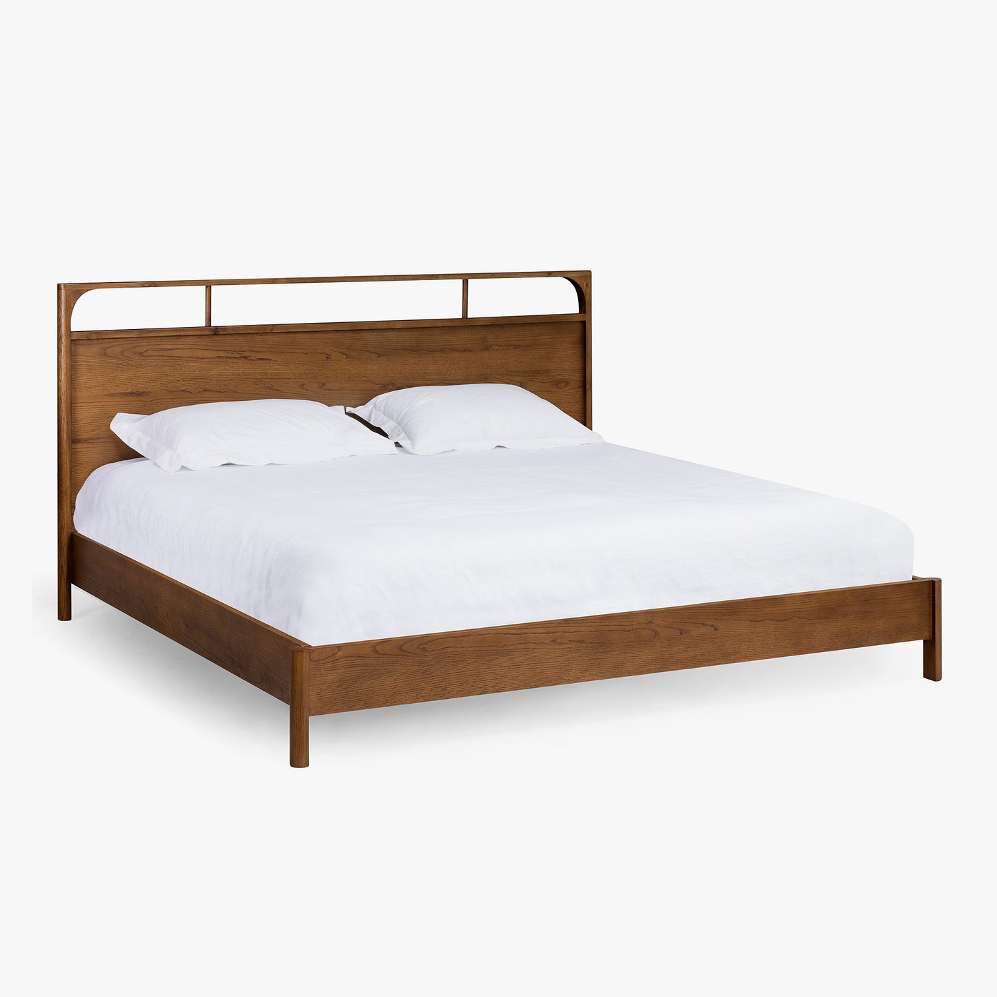 Wooden King Size Bed without Storage in Walnut Finish