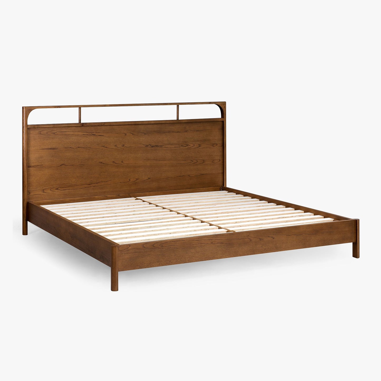 Wooden King Size Bed without Storage in Walnut Finish