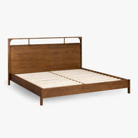 Wooden King Size Bed without Storage in Walnut Finish