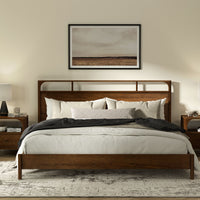 Wooden King Size Bed without Storage in Walnut Finish