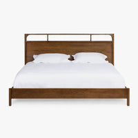 Wooden King Size Bed without Storage in Walnut Finish