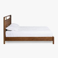 Wooden King Size Bed without Storage in Walnut Finish