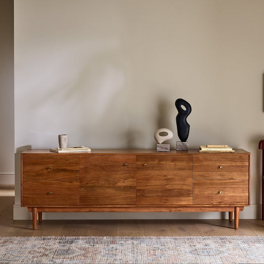 Solid Wood TV Unit in Natural Finish for Living Room