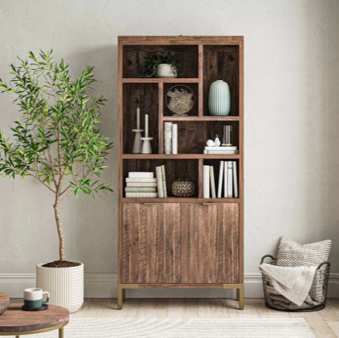Solid Wood Bookshelf for Living Storage