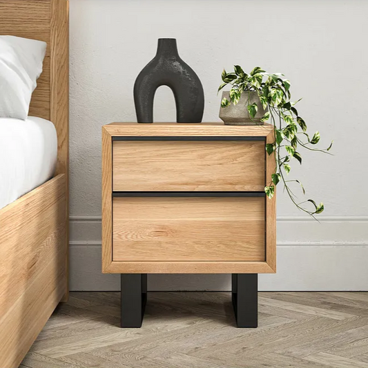 Sheesham Wood Bedside Table with Drawer in Natural Finish