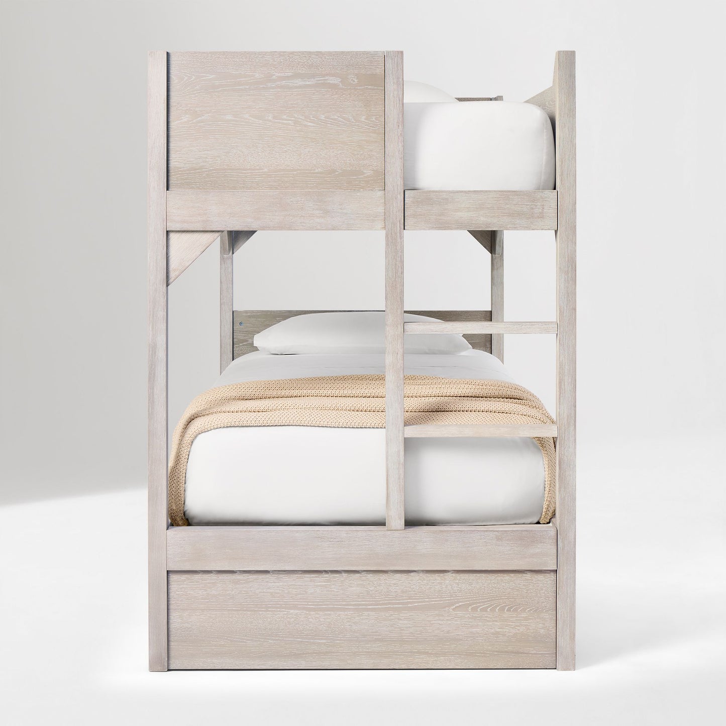 Wooden Bunk Bed with Storage Drawers in Rustic Teak Finish