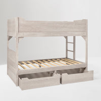 Wooden Bunk Bed with Storage Drawers in Rustic Teak Finish