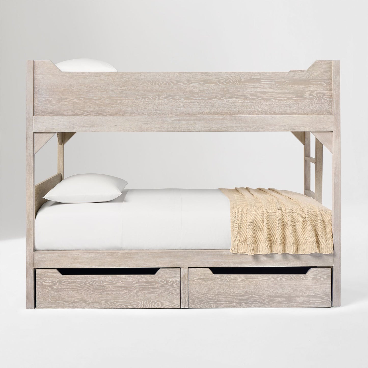 Wooden Bunk Bed with Storage Drawers in Rustic Teak Finish
